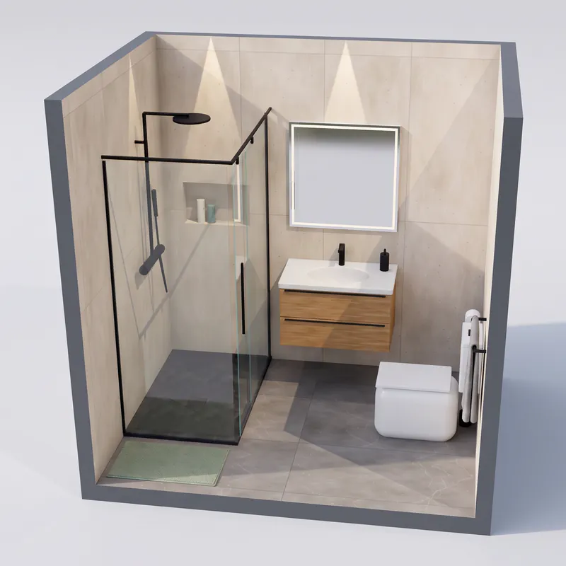Baño de ejemplo remodelado en gama media